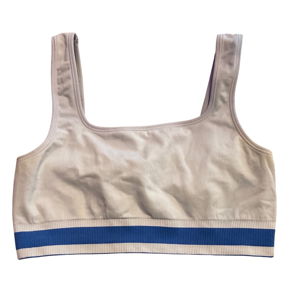 Athletic‎ Works Womens Light Blue Sports Bra Racerback Striped Band, M